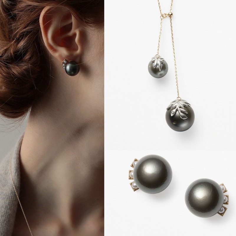 Rana Bijoux | 新款靜謐森林 黑珍珠 10K金吊墜 日本專櫃agete同款 |項鍊耳環