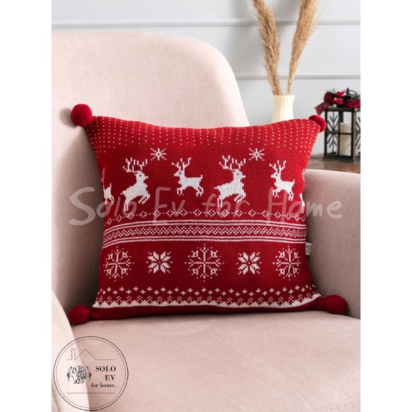 【SOLO EV for home】聖誕麋鹿抱枕套 45x45cm 聖誕節禮物 居家裝飾 寢具
