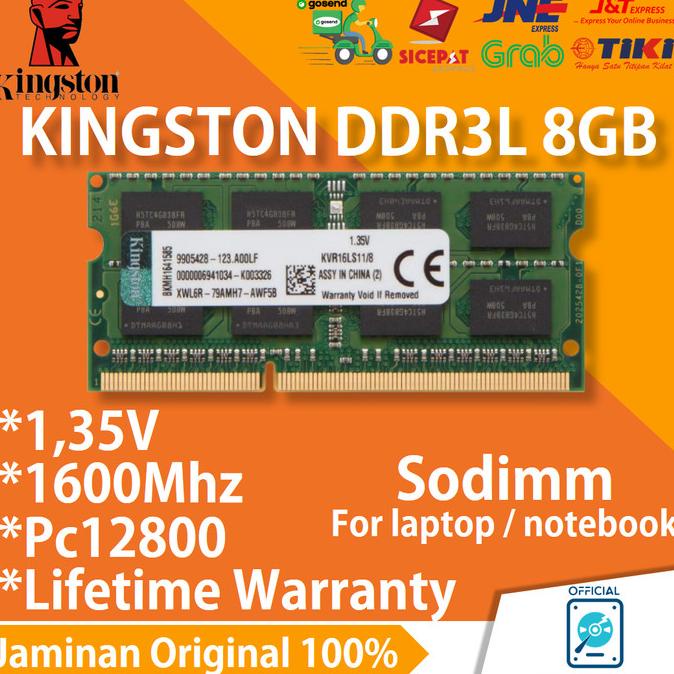 內存筆記本電腦金士頓 DDR3L 8GB SODIMM 1600Mhz/PC12800 DDR3 內存 1.35V