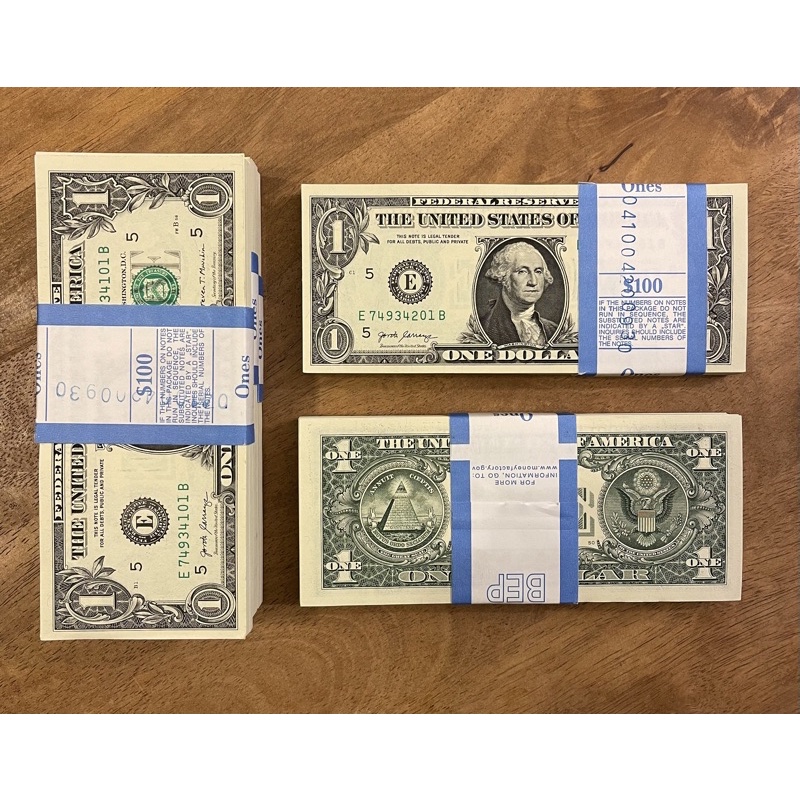 美國全新紀念1元紙鈔可挑號 喬治 華盛頓 WASHINGTON 美國國徽 購買100張 整刀 附贈全新美金2元