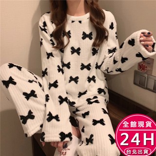 【梨卡】隔日到貨 睡衣 睡褲【睡衣套裝】女裝 居家服 珊瑚絨睡衣 可愛睡衣 睡衣冬天 毛毛睡衣 WT048【現貨24H】