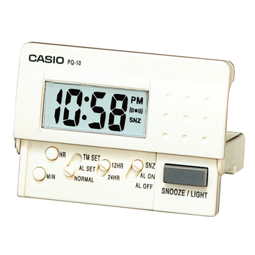 【威哥本舖】Casio台灣原廠公司貨 PQ-10-7 攜帶型電子鬧鐘 LED燈光 貪睡功能