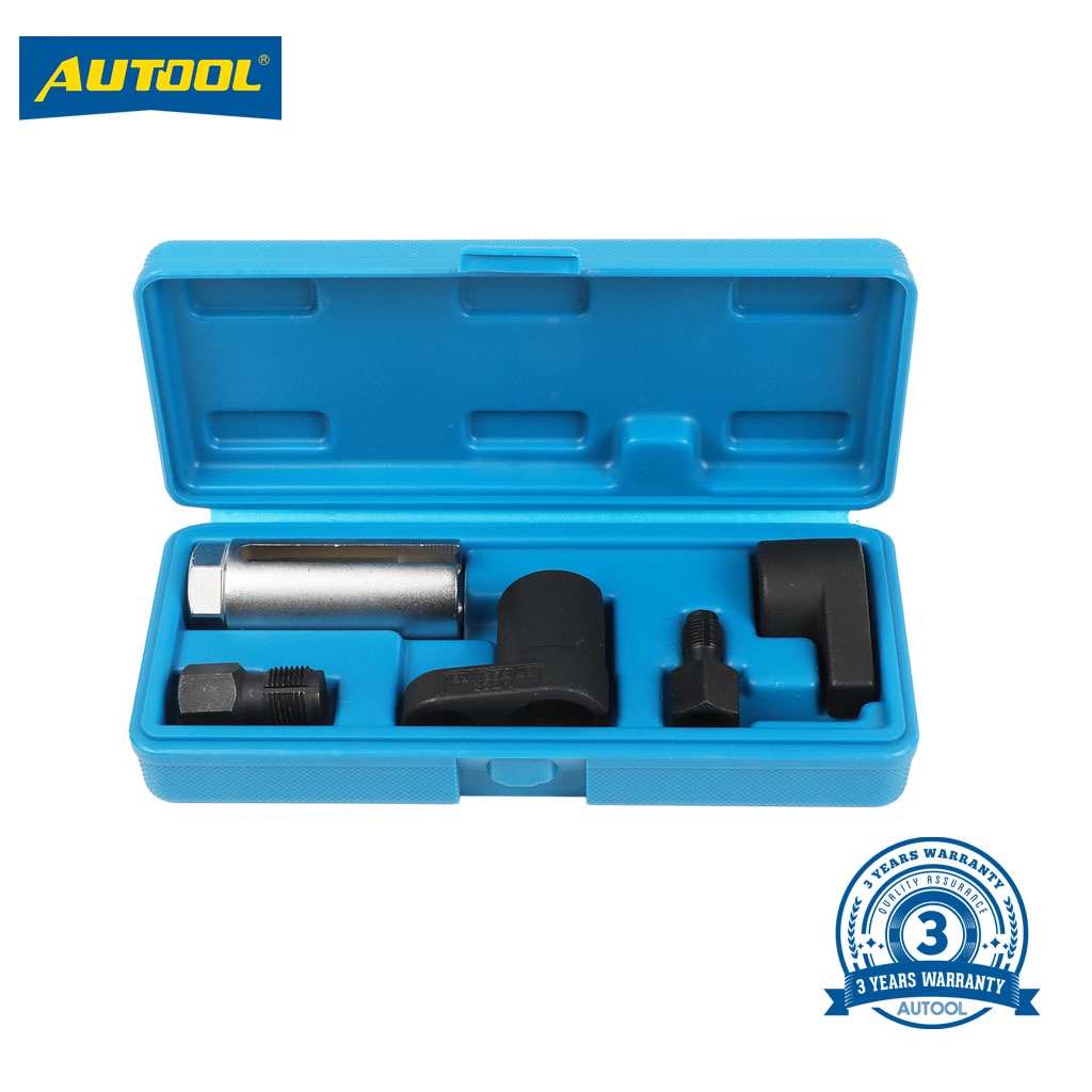 AUTOOL 5 PCS 氧氣傳感器套筒扳手 + 追螺紋器工具套件 適合於所有汽車氧氣套筒的拆卸和安裝