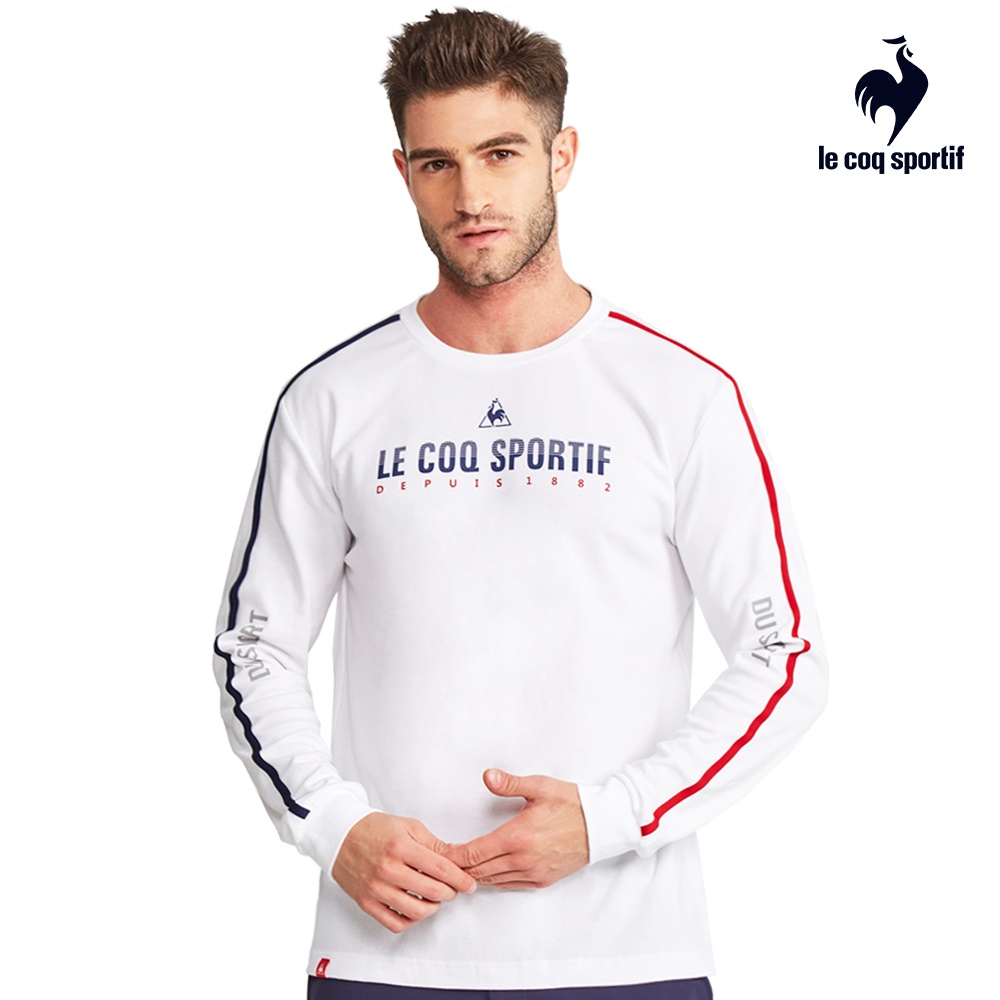 【LE COQ SPORTIF 法國公雞】法式經典長袖T恤-男款-白色-LOQ21811