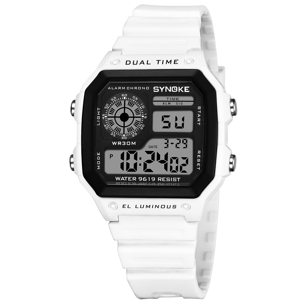 Skmei 9619 數字手錶防水夜光顯示液晶屏 PU 錶帶