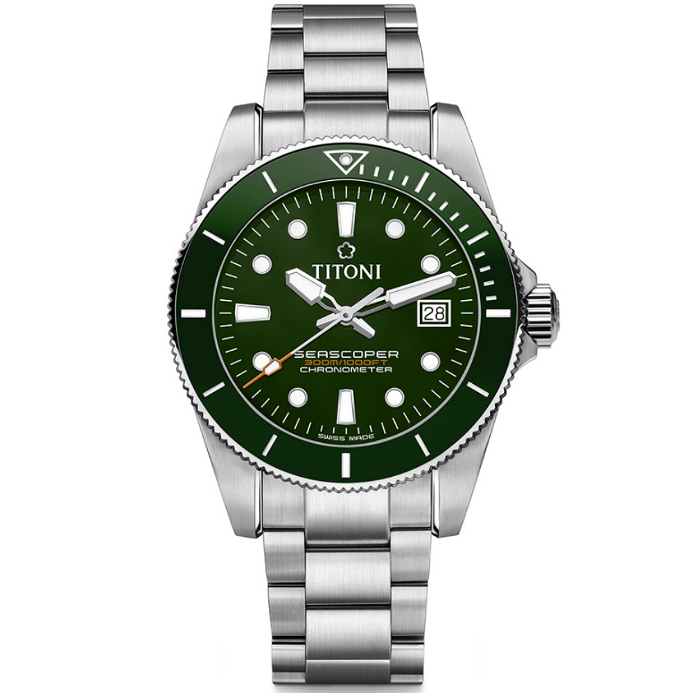TITONI 梅花錶 海洋探索 SEASCOPER 300 陶瓷錶圈 潛水機械腕錶 (83300S-GN-703)