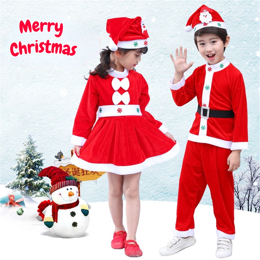 男孩和女孩的聖誕服裝聖誕表演服裝聖誕表演服裝兒童聖誕老人套裝
