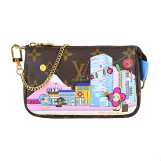 Louis Vuitton 限量MINI POCHETTE吉祥物富士山帆布手提/晚宴包(迷你/藍)｜JS Maxx官方