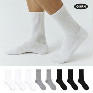 韓國男子厚毛巾底素色透氣吸汗運動襪籃球襪ggorangnae
