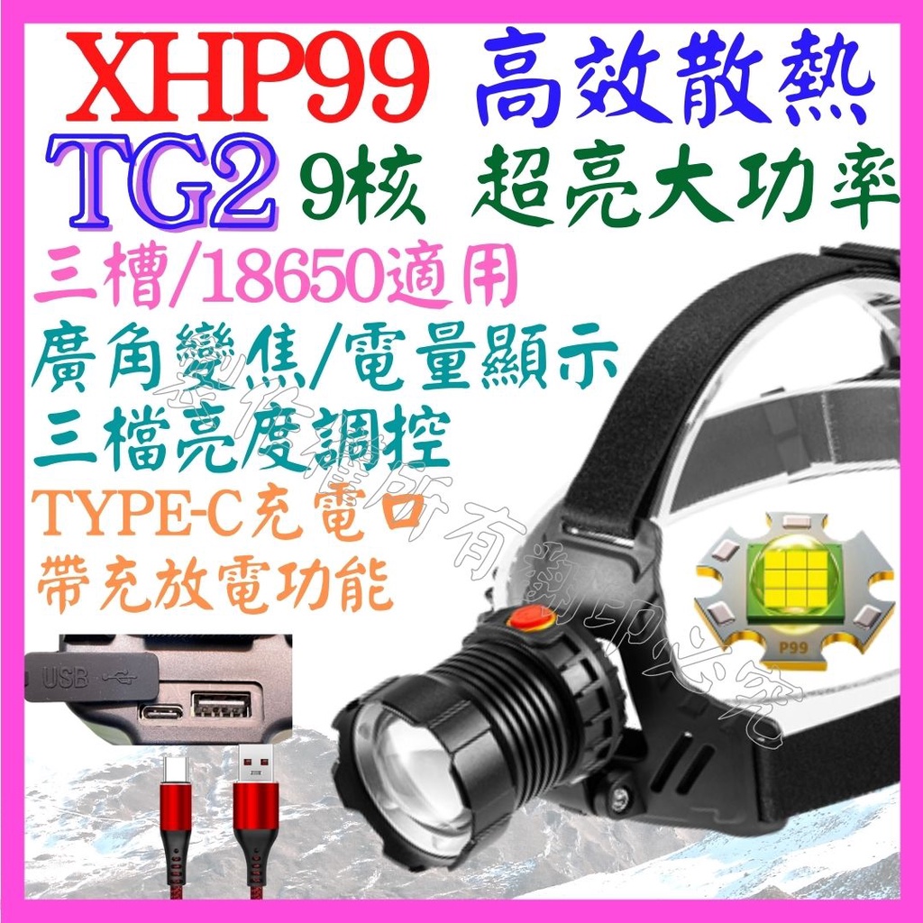 【成品購物】TG2 頭燈 XHP99 9核心 P99 18650 3檔 強光頭燈 USB充放電 廣角變焦 P70 工作燈