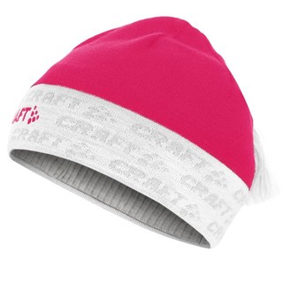 【瑞典 Craft】LOGO HAT 經典LOGO帽.彈性透氣保暖針織羊毛帽/內裡親膚汗帶 桃紅 1900299