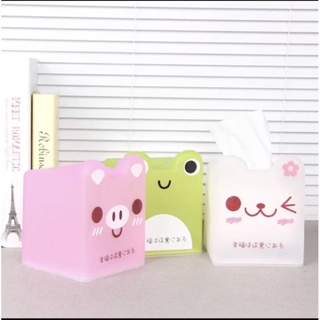 半透明可愛卡通紙巾盒 正方形紙巾盒 青蛙造型紙巾盒 粉紅豬 小貓咪面紙盒