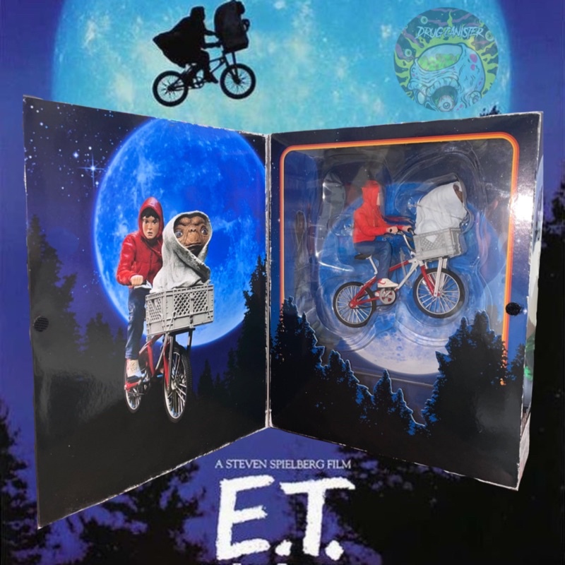 NECA E.T. 40th E.T.&amp;Elliott With Bicycle 外星人 埃利奧特&amp;腳踏車 7寸可動公仔