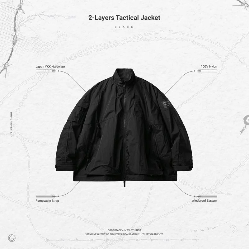 Goopi 立領黑色2號 2-Layers Tactical Jacket - L-Gray
