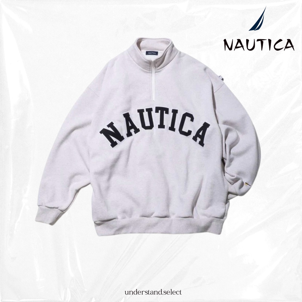 UN 預購 ▸ Nautica Arch Logo Cadet Collar 日線 帽T 內裡刷毛 立領大LOGO