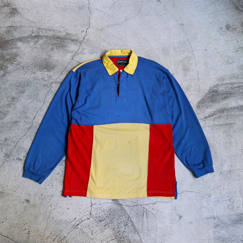 ETHNIC Blue Rugby Shirt / ETHNIC Blue 撞色拼接條紋橄欖球衫
