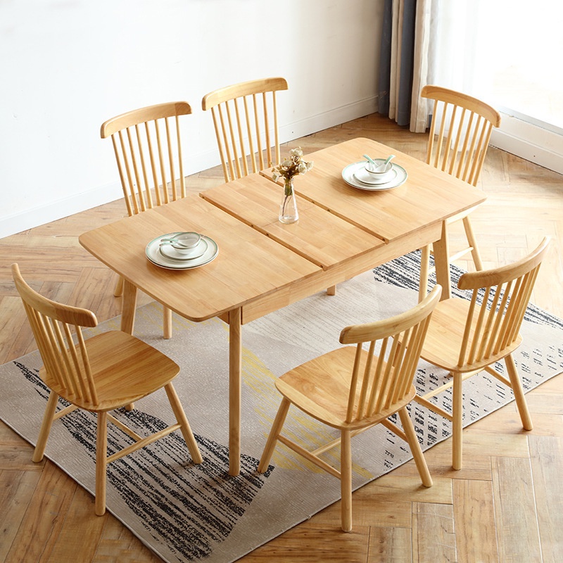 免運 餐桌北歐實木折疊伸縮餐桌椅組合家用餐廳原木色餐臺4人6人小戶型飯桌