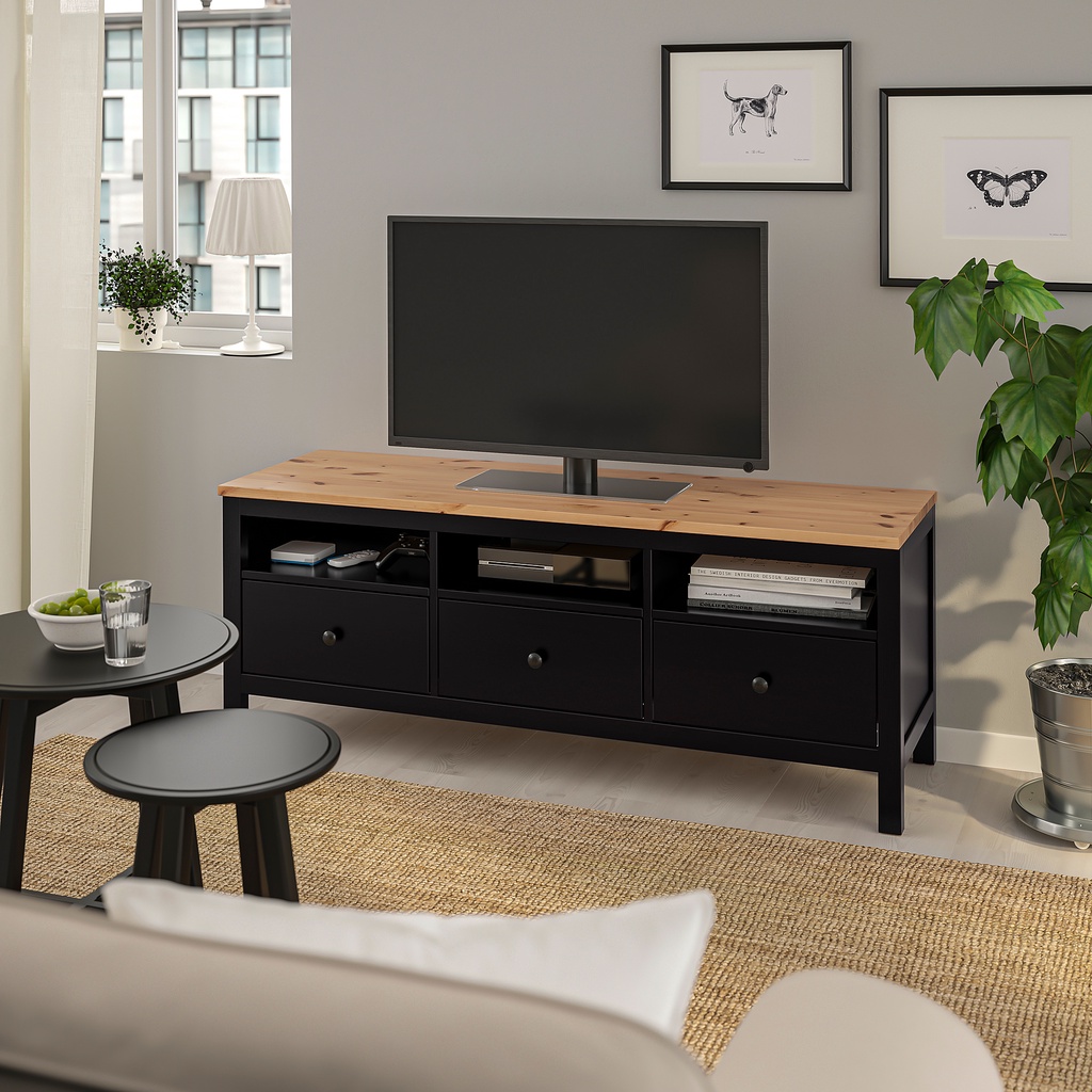北歐工業LOFT風格經典IKEA宜家HEMNES原木電視櫃五斗櫃抽屜櫃收納櫃實木邊櫃/淺黑棕色/二手八成新/特$5800