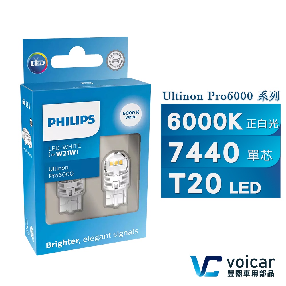 PHILIPS 飛利浦 T20 W21W 7440 單芯 白光 6000K LED