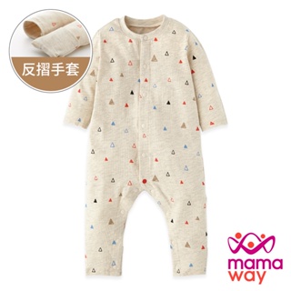 【Mamaway媽媽餵】新生兒長袖連身衣-塗鴉三角形