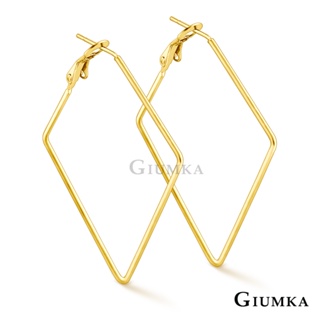 GIUMKA菱形耳環耳圈 抗過敏鋼耳飾 金色/銀色/玫金色任選 MF20023