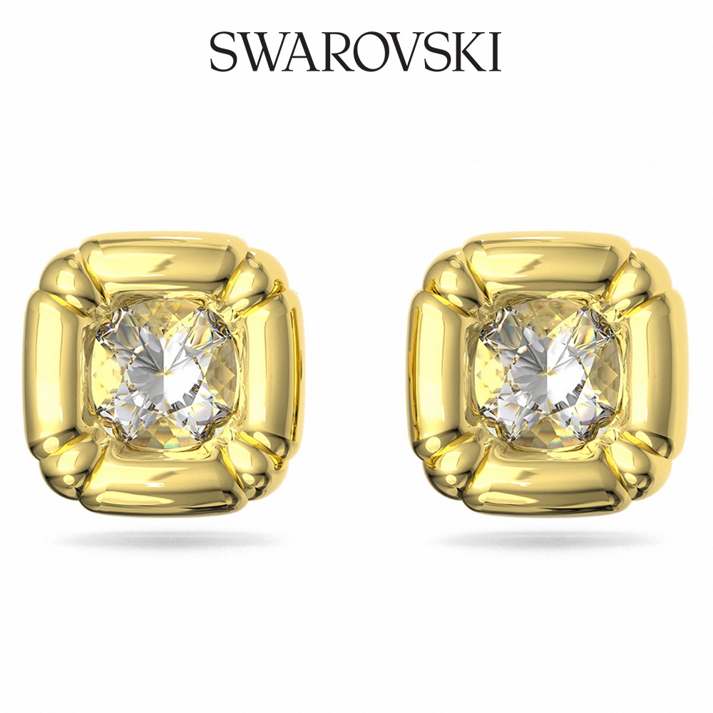 SWAROVSKI 施華洛世奇 Dulcis 耳釘枕形切割Swarovski水晶, 黃色, 鍍金色色調