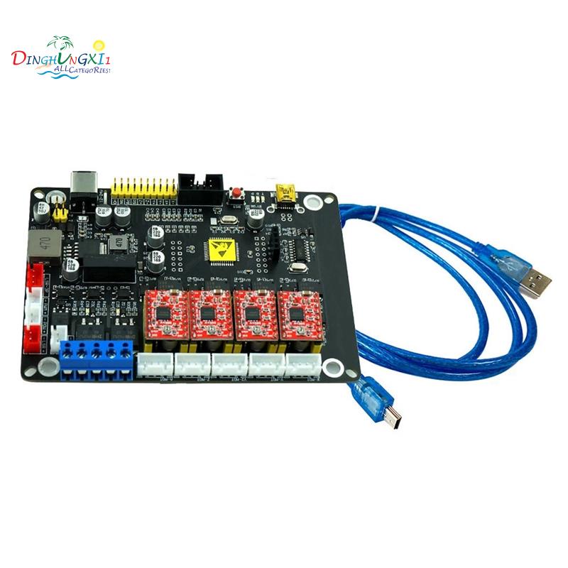 適用於 GRBL 4 軸步進電機控制器控制板,帶離線主軸 USB 驅動板,適用於 CNC 雕刻機