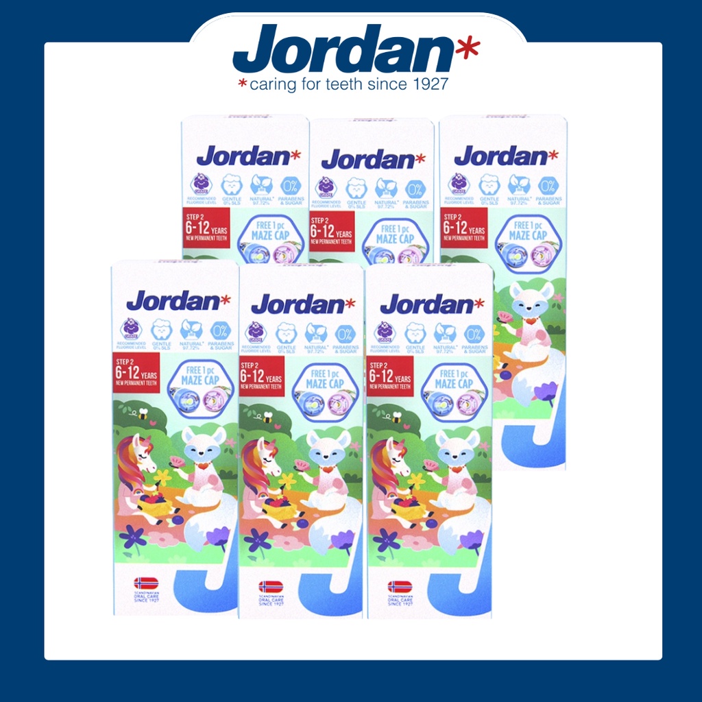 Jordan 清新水果味兒童牙膏6-12歲 6入組 含氟 成分天然 不含化學起泡劑 不含糖 北歐品質 寶寶牙膏 媽媽好神