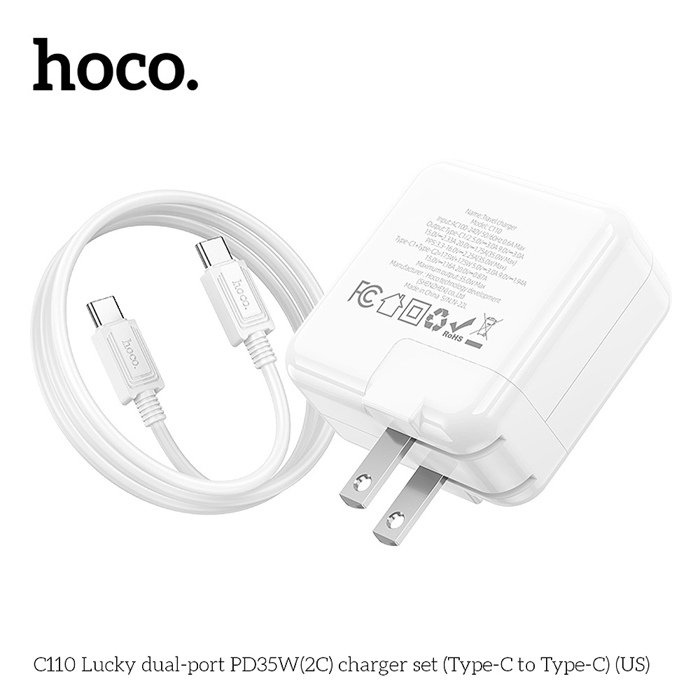 hoco.浩酷 C110 利達雙口 PD35W 充電器套裝 Type-C to Type-C / Lighting