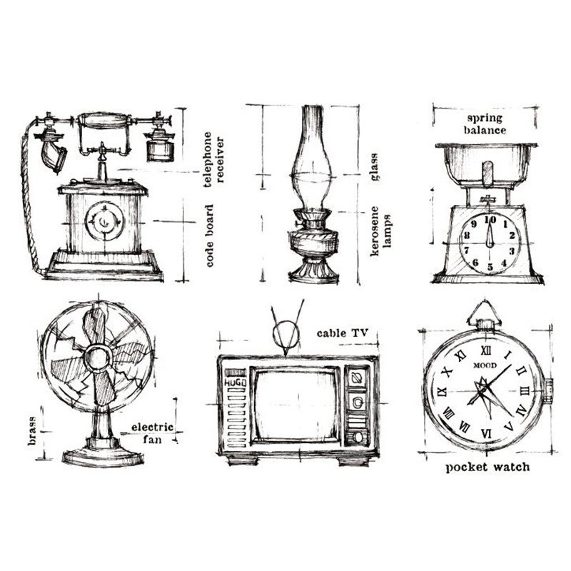 復古電話 電視 電扇 懷錶 彈簧秤 透明印章 水晶印章