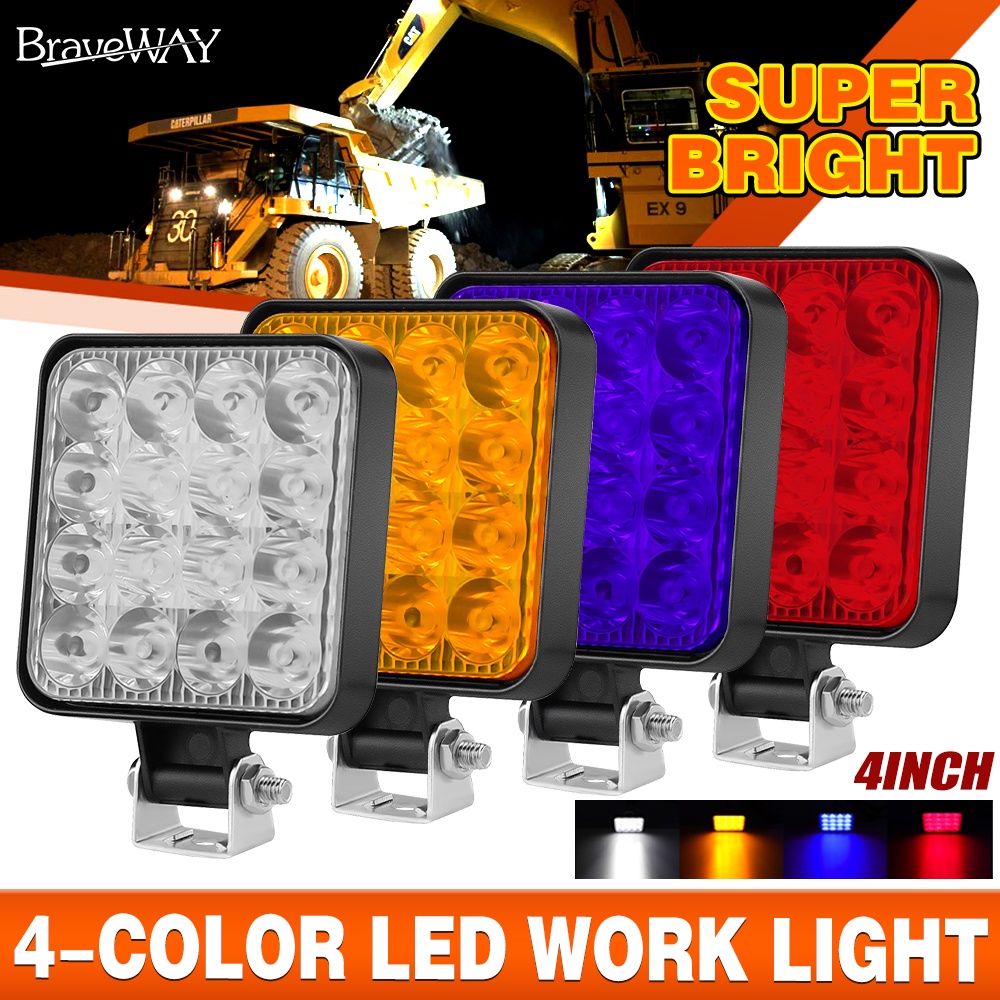 48w LED 方形工作燈 12V 24V 越野泛光燈適用於汽車卡車 SUV 4WD 汽車 LED 條形工作燈