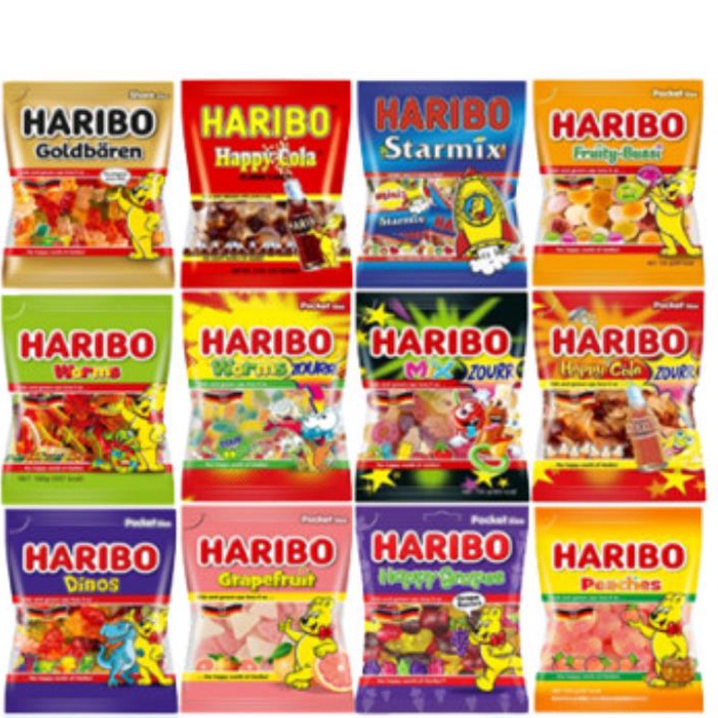 Haribo Jelly 100g 小熊、快樂可樂、Starmix、果味-巴西、葡萄柚、快樂葡萄柚、蠕蟲、快樂可樂酸、桃