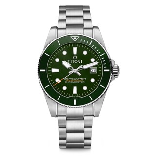 TITONI 梅花錶 海洋探索 Seascoper 300 天文臺認證時尚陶瓷圈機械男腕錶83300S-GN-703