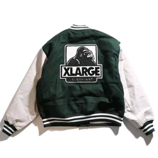 XLARGE 正品 棒球外套 OVERSIZES 皮革袖 夾克 尺寸：黑S 藏青S M XL 綠S M 紫S M XL