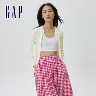 Gap 女裝 修身短版羅紋針織衫-石灰白(610576)