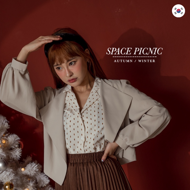 Space Picnic｜正韓-翻領雪紡外套-2色【K22104030】