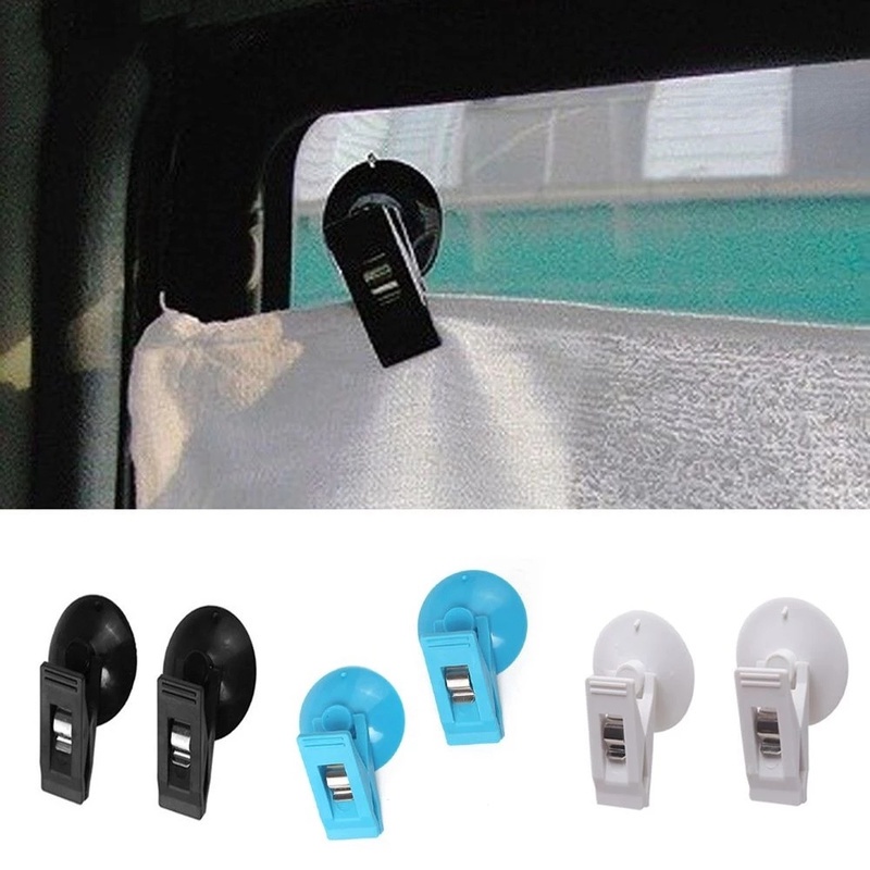 1 對汽車內窗安裝黑色吸盤夾/塑料吸盤可拆卸掛鉤/遮陽簾毛巾架