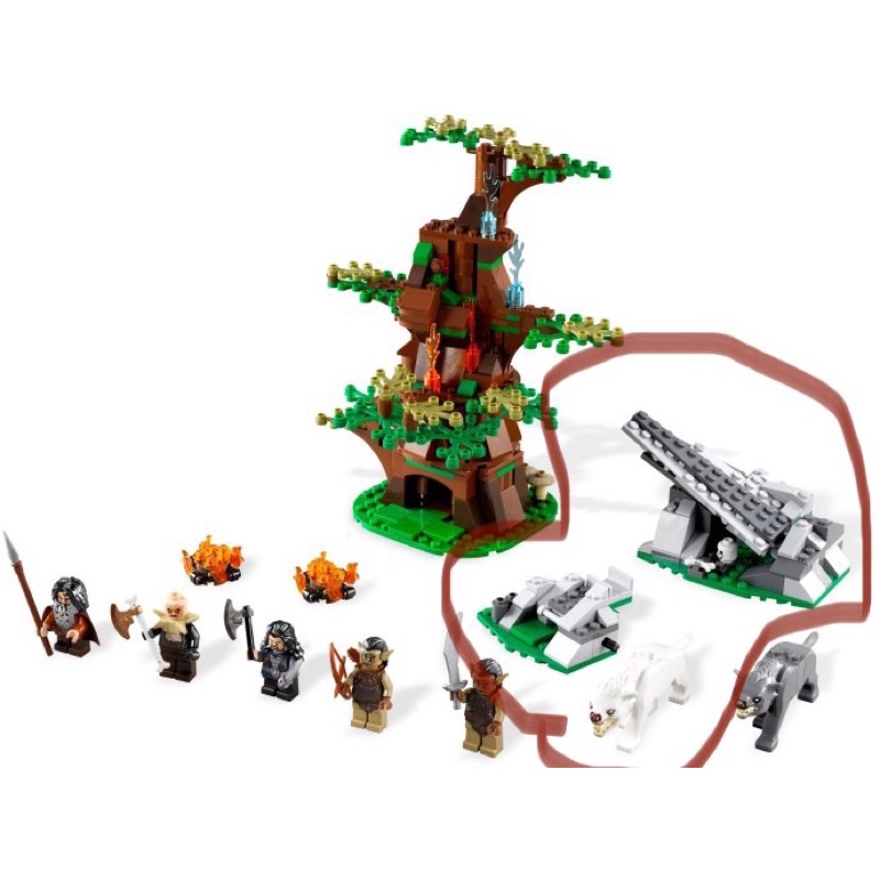 LEGO 樂高 哈比人系列 79002 岩石場景+白色獸人座狼-附馬鞍