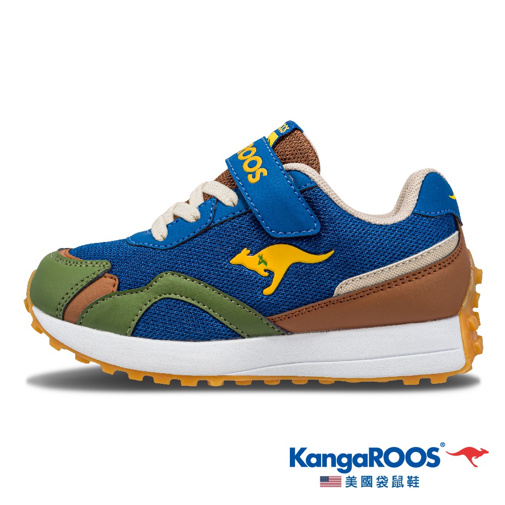 【KangaROOS 美國袋鼠鞋】童鞋 RUNNER 經典復古 運動跑鞋 (藏青/藍/咖啡-KK31837)