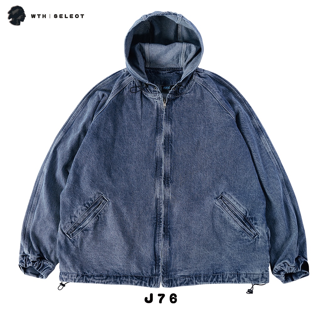【WTH】J76 日系 單寧 重磅 牛仔大衣 外套 M51 雙口袋 連帽外套 牛仔 水洗 大衣 外套