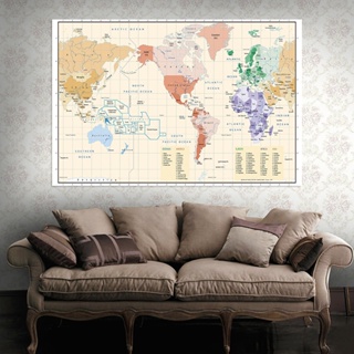 &HOT& 復古世界地圖英文乙烯基織物用品牆貼房間裝飾