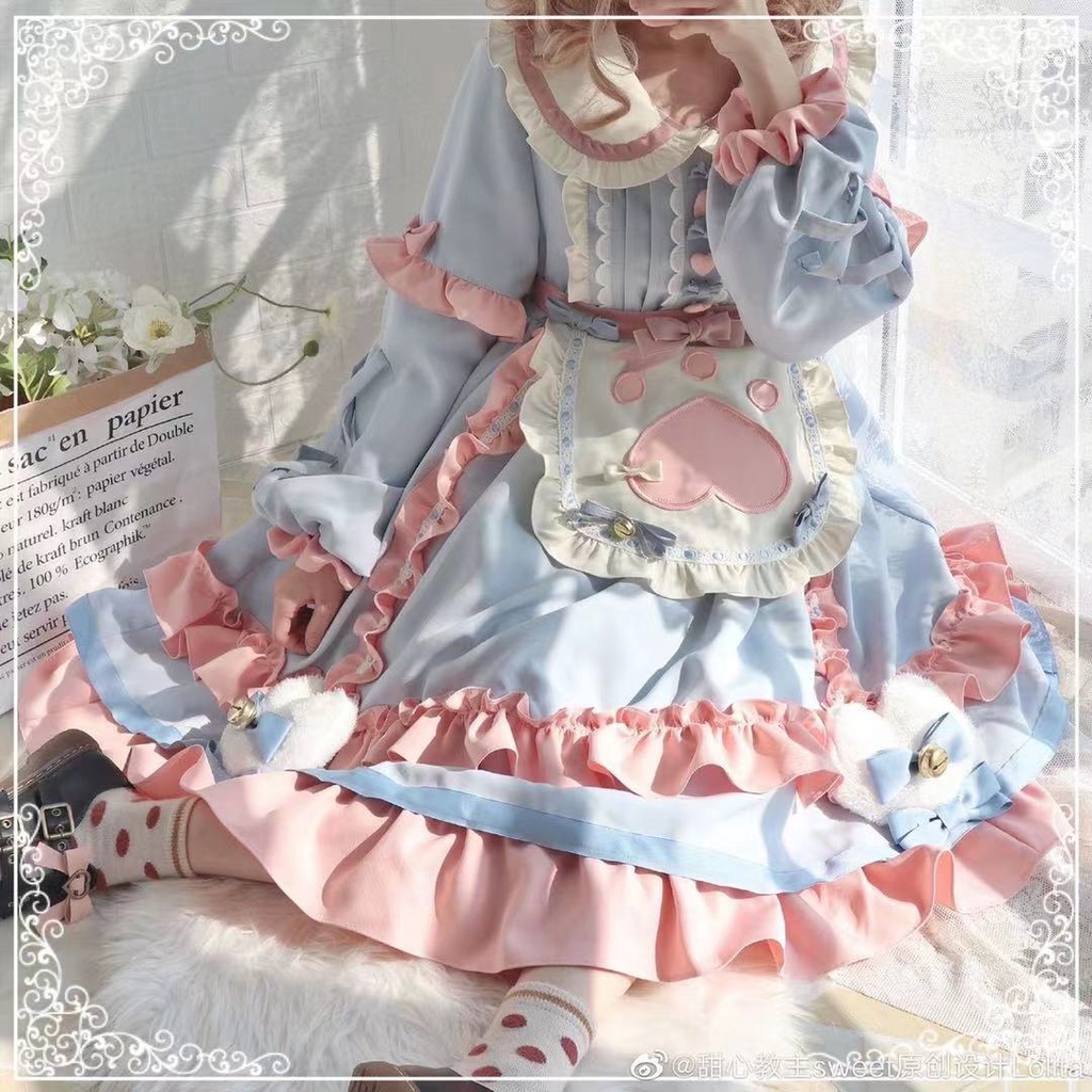 💖熱銷💖蘿莉塔洋裝貓貓甜品站春秋款冬款 lolita裙子可愛lo 軟妹洋裝