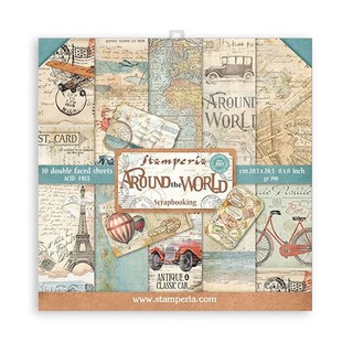 『牧莎記事』Stamperia 8"/12"雙面美編襯紙本 卡片紙 背景紙 Around the world-SR-