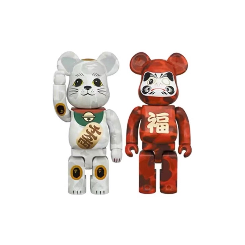 BE@RBRICK 庫柏力克熊 bearbrick  BAPE(R) 招財貓+達摩 400%+100%