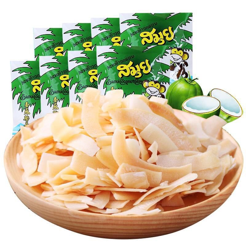泰國原裝進口綠蘇梅椰子片40g一包烤幹 濃香椰子脆片休閒零食年貨 CFPE