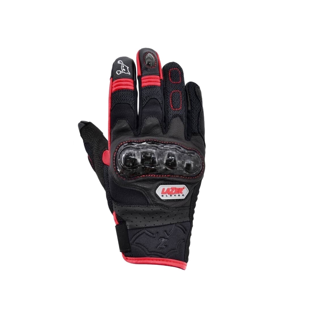 LAZER 手套 RX-1 四季型羊皮手套 黑紅 碳纖維護塊 觸控手機 防摔手套《比帽王》