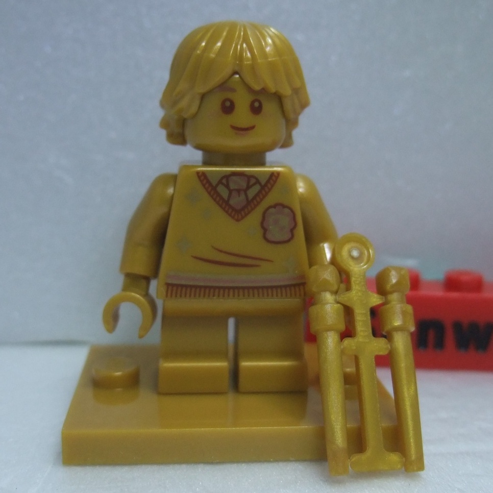 【積木2010】樂高LEGO 珍珠金色 榮恩 / 20週年紀念 (含底板、魔杖) / 76388