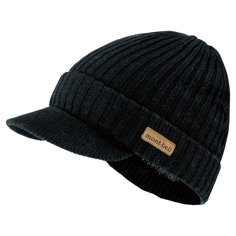 mont bell 毛帽 針織帽 保暖帽 登山露營戶外休閒保暖帽 有帽緣毛帽黑色1118585