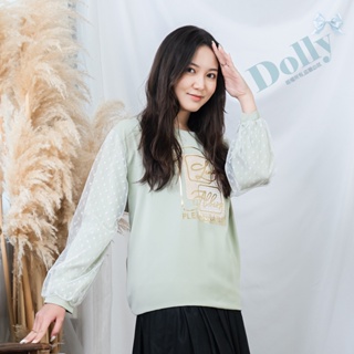 特價 台灣現貨 大尺碼燙方塊絨雙層袖雪紡上衣(嫩綠色)-Dolly多莉大碼專賣