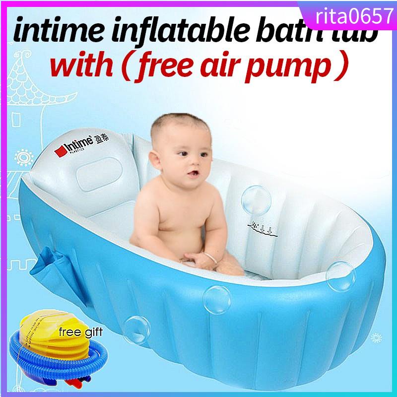 Baby Inflatable Bath Tub baby use fashion ( free air pump ) 蝦皮購物